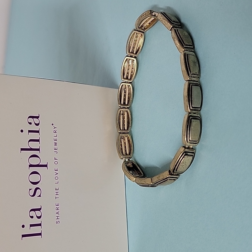 Vintage Lia Sophia Stretch Bracelet ‘Bolted' Matte Gold Retired